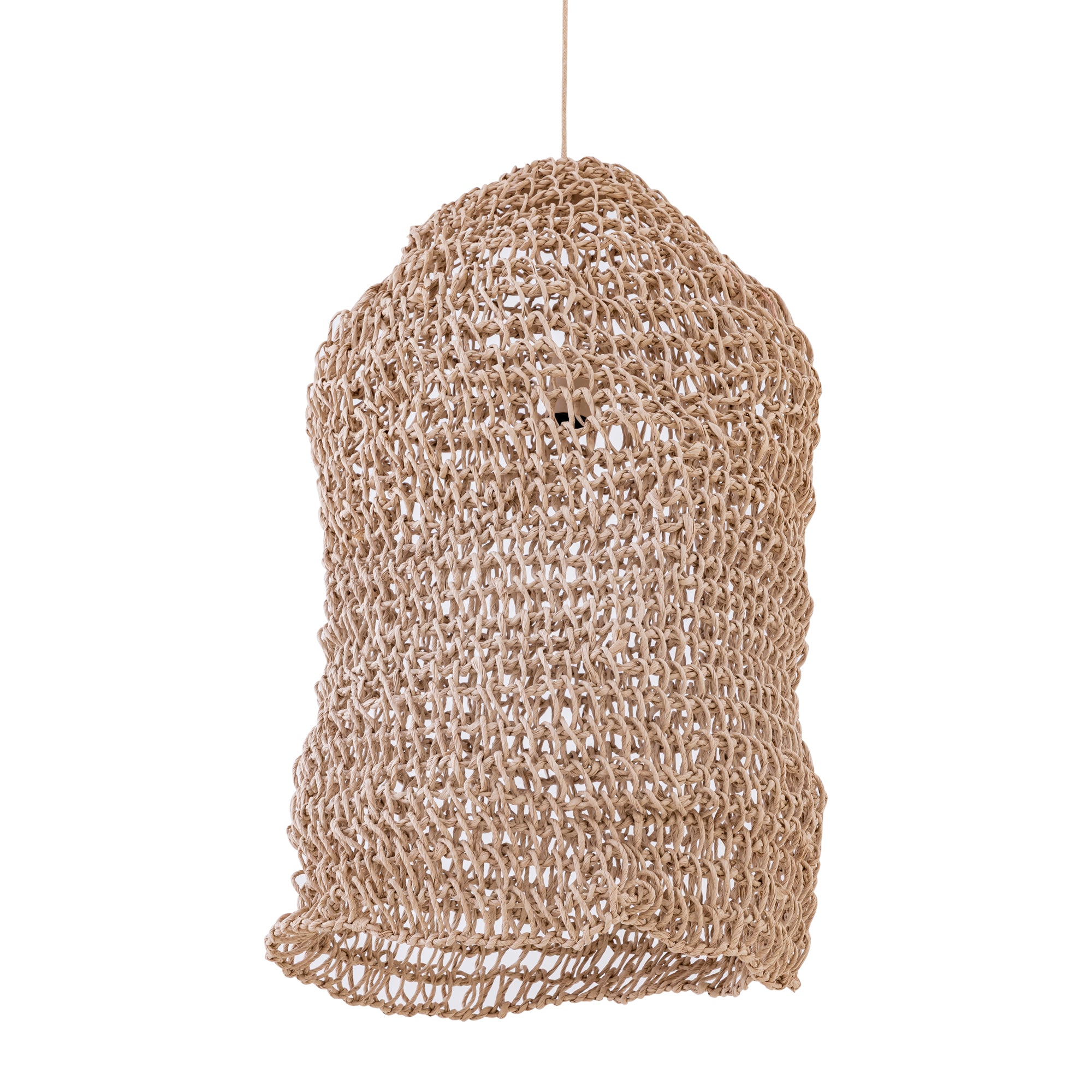 Dayo Lustres en papier — Natural Rope Hanging Lamp Open Long - Marron clair