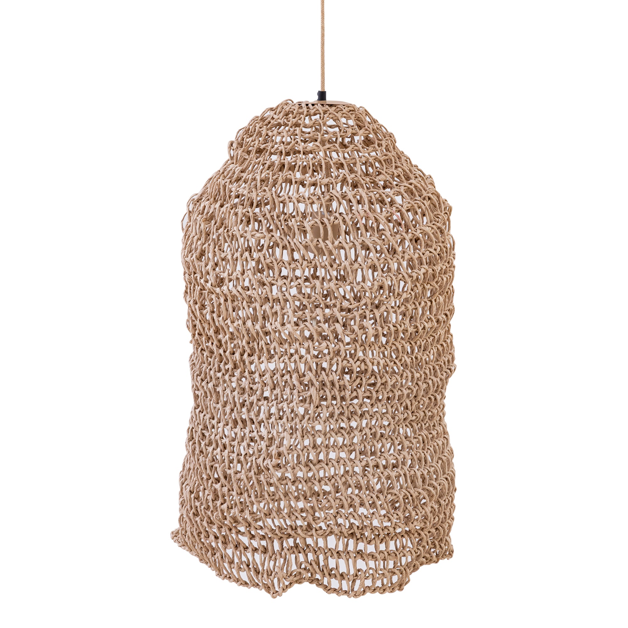 Dayo Lustres en papier — Natural Rope Hanging Lamp Open Long - Marron clair