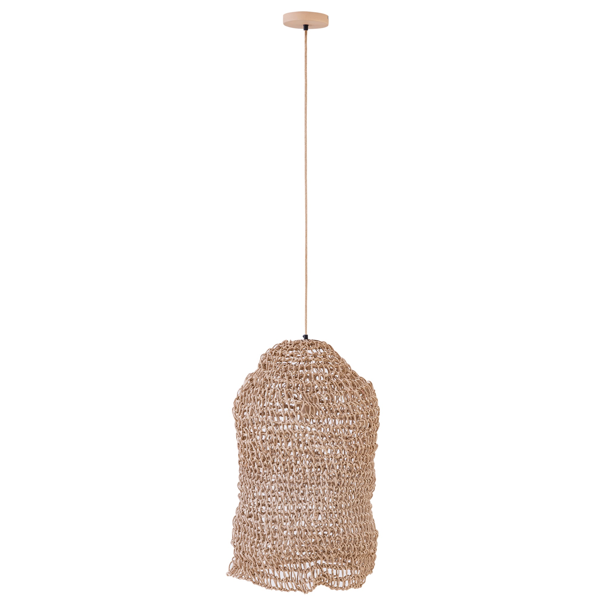 Dayo Lustres en papier — Natural Rope Hanging Lamp Open Long - Marron clair
