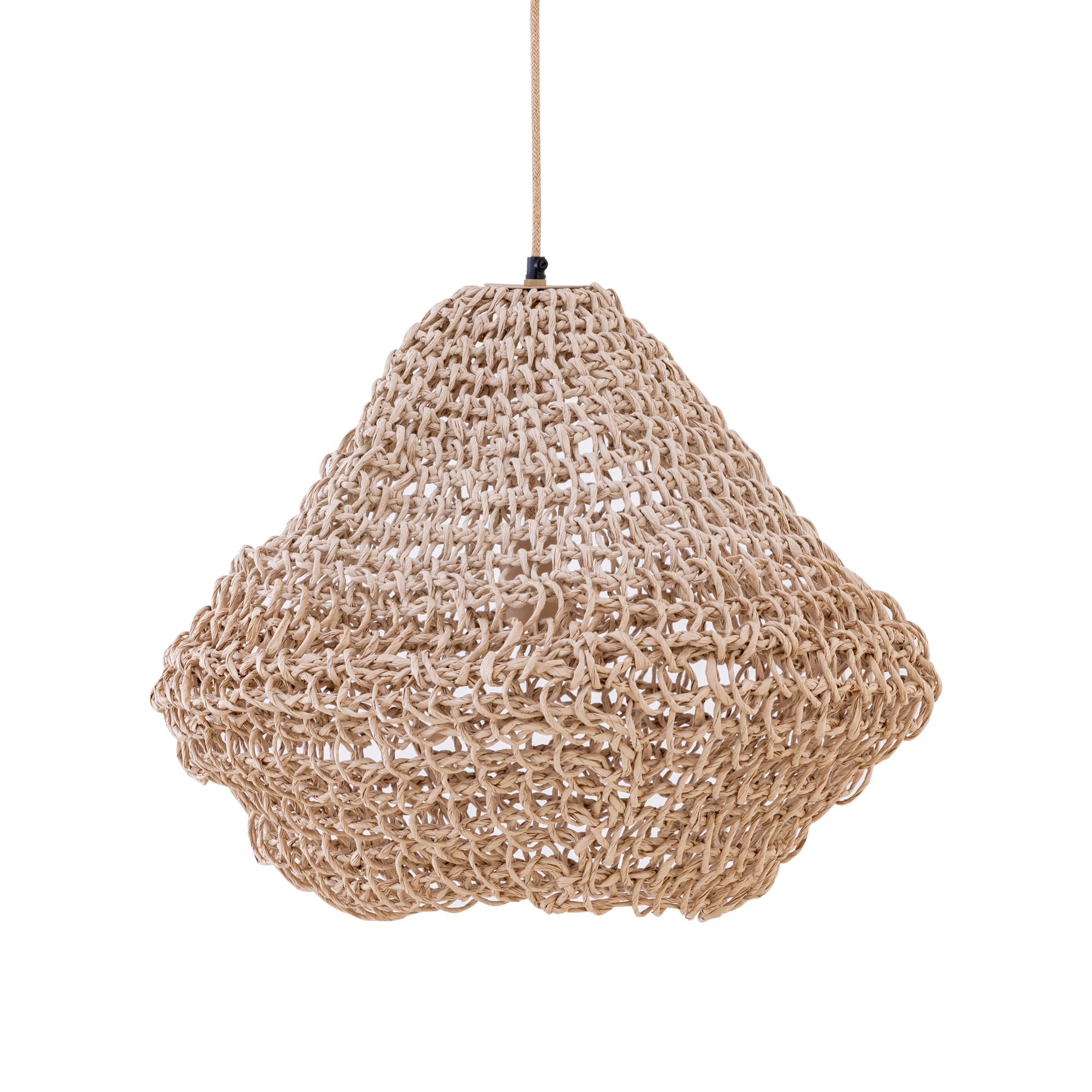 Dayo Lustres en papier — Natural Rope Hanging Lamp Closed Ball - Marron clair