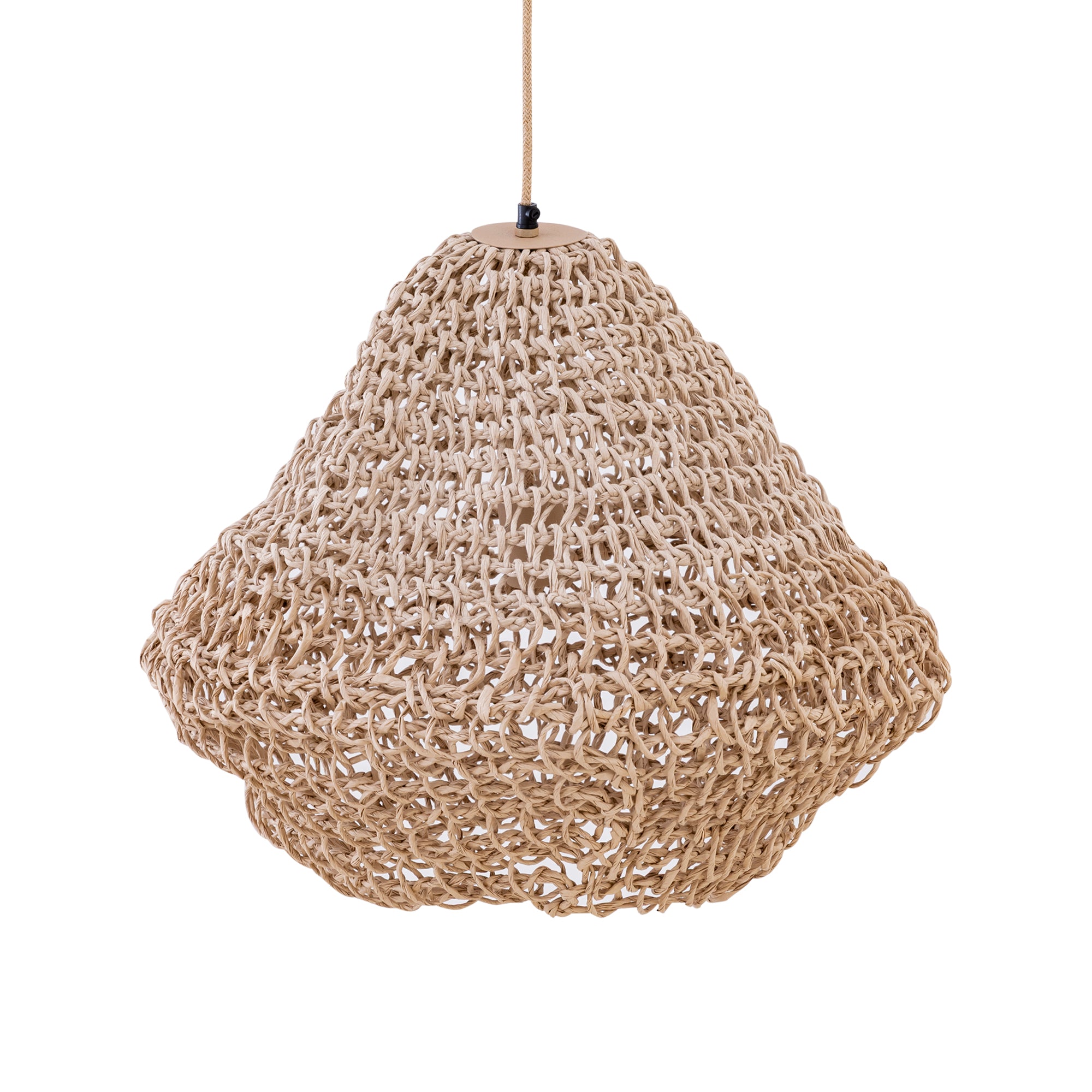 Dayo Lustres en papier — Natural Rope Hanging Lamp Closed Ball - Marron clair