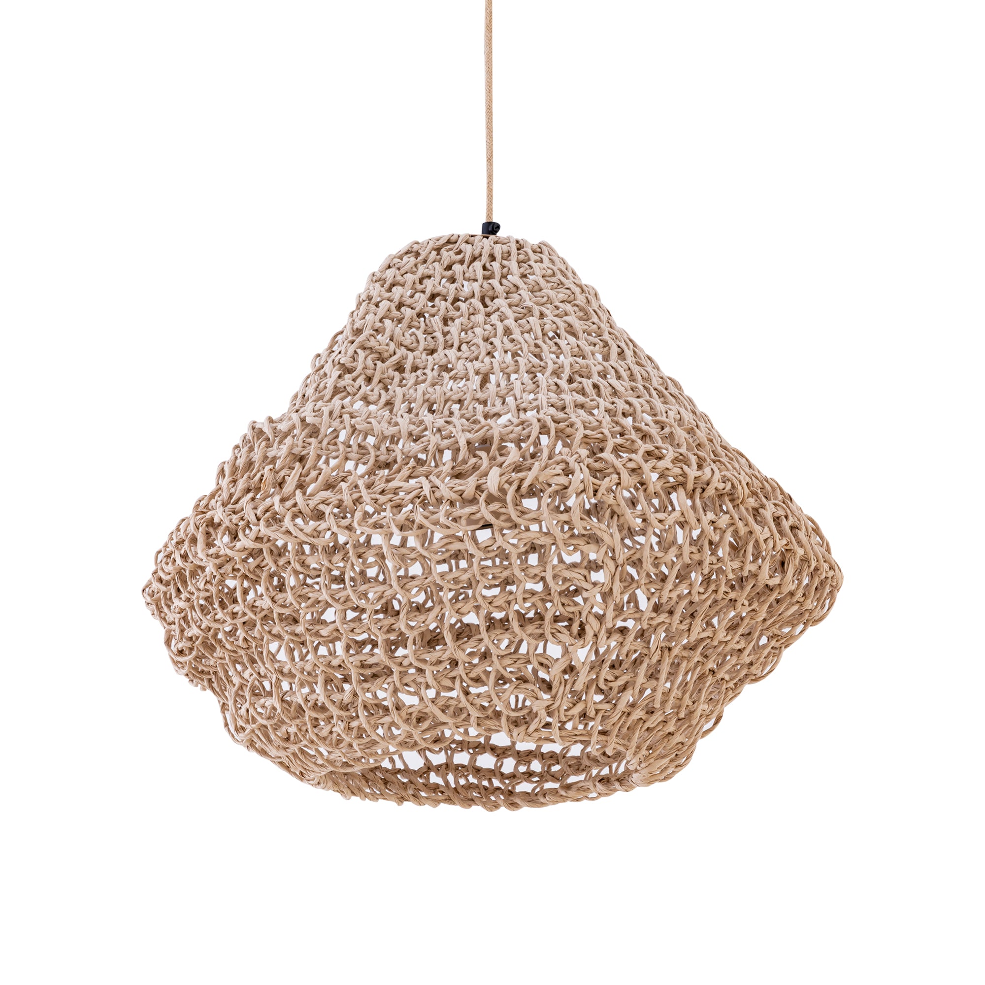 Dayo Lustres en papier — Natural Rope Hanging Lamp Closed Ball - Marron clair