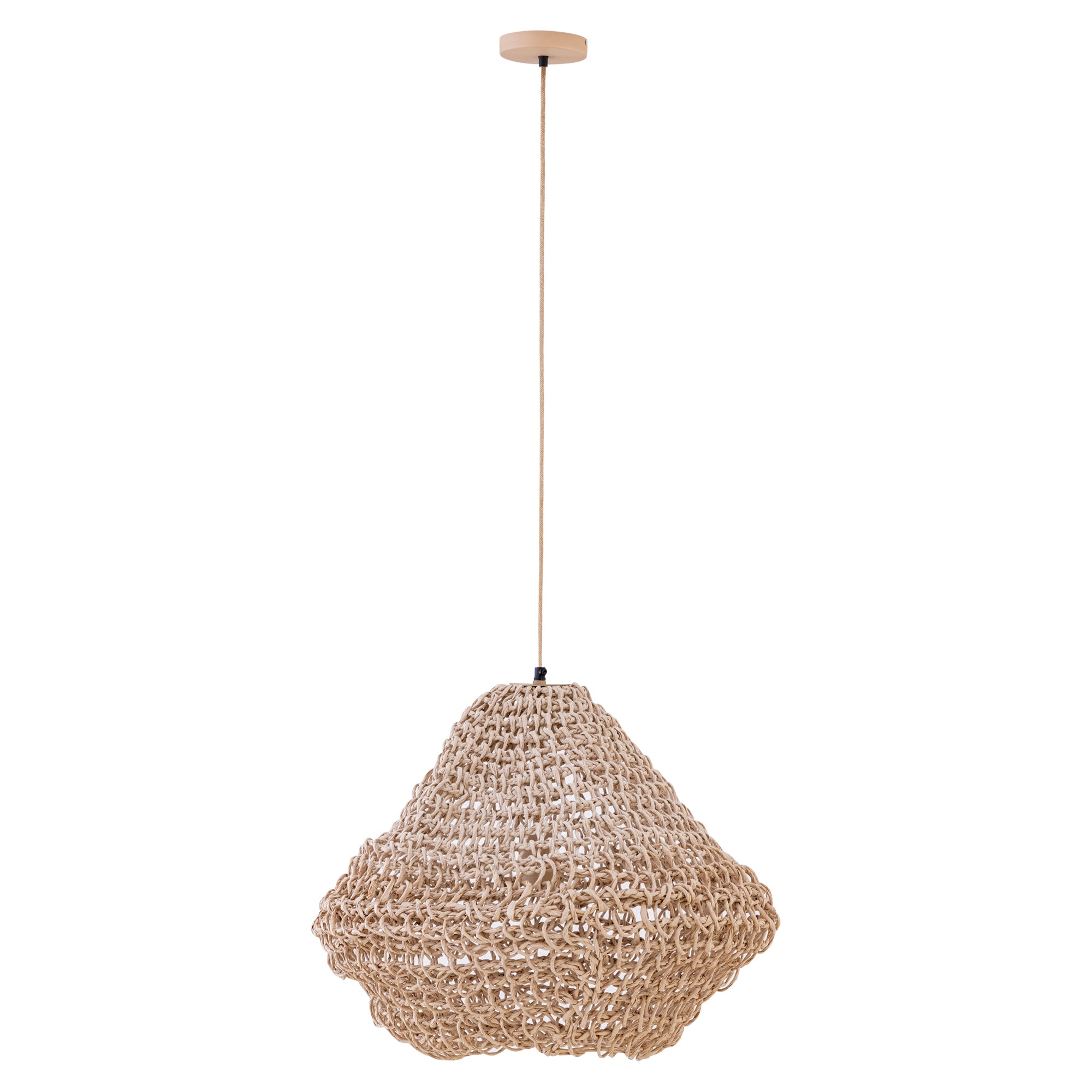 Dayo Lustres en papier — Natural Rope Hanging Lamp Closed Ball - Marron clair