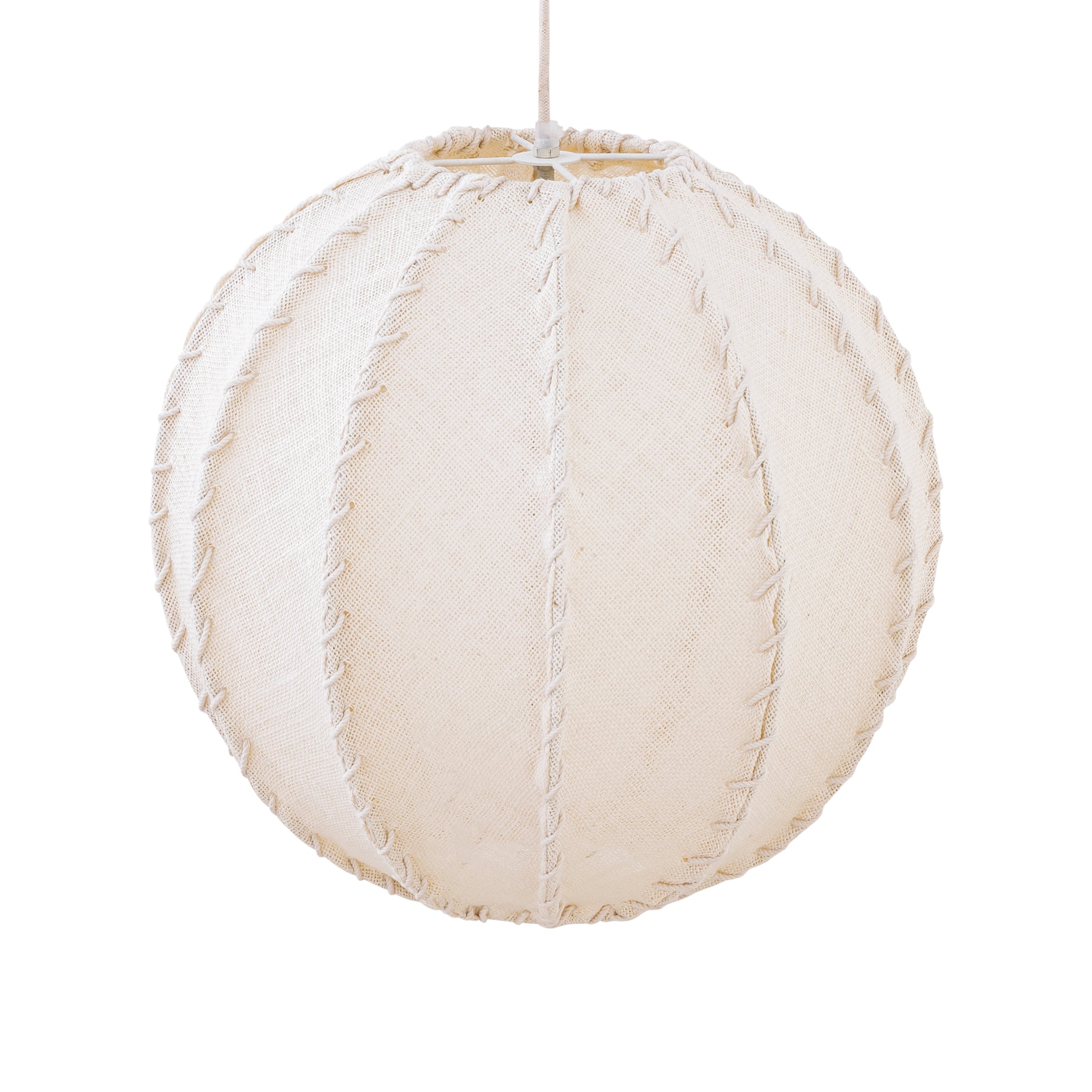 Myka Lustres en fer — Jute Hanging Lamp Ball Shape - Crème