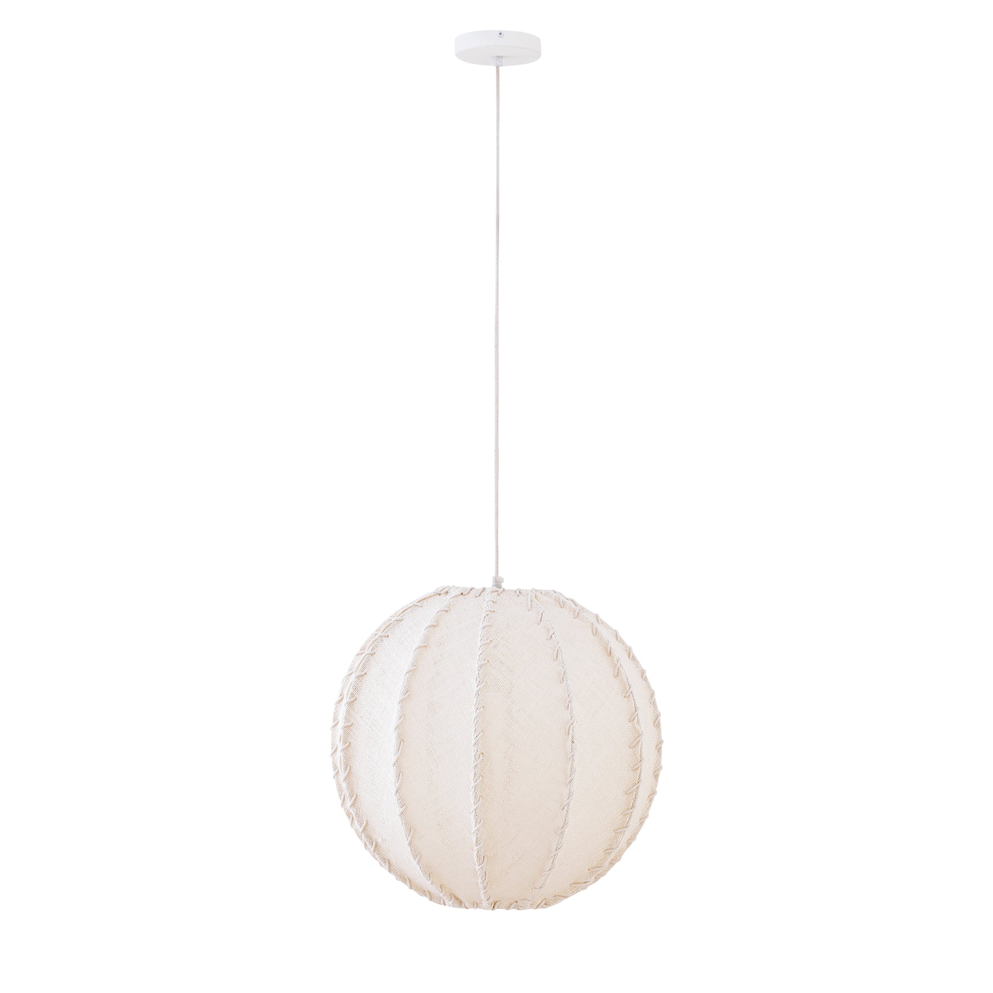 Myka Lustres en fer — Jute Hanging Lamp Ball Shape - Crème