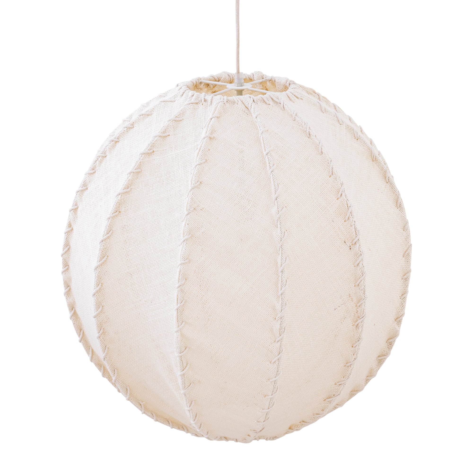 Myka Lustres en fer — Jute Hanging Lamp Ball Shape - Crème