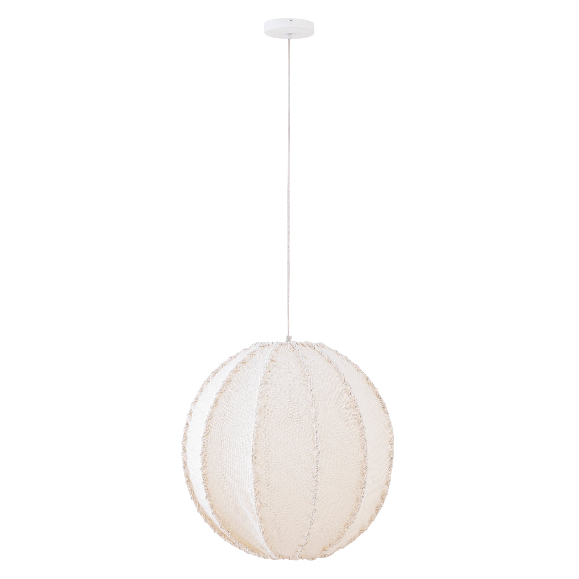 Myka Lustres en fer — Jute Hanging Lamp Ball Shape - Crème