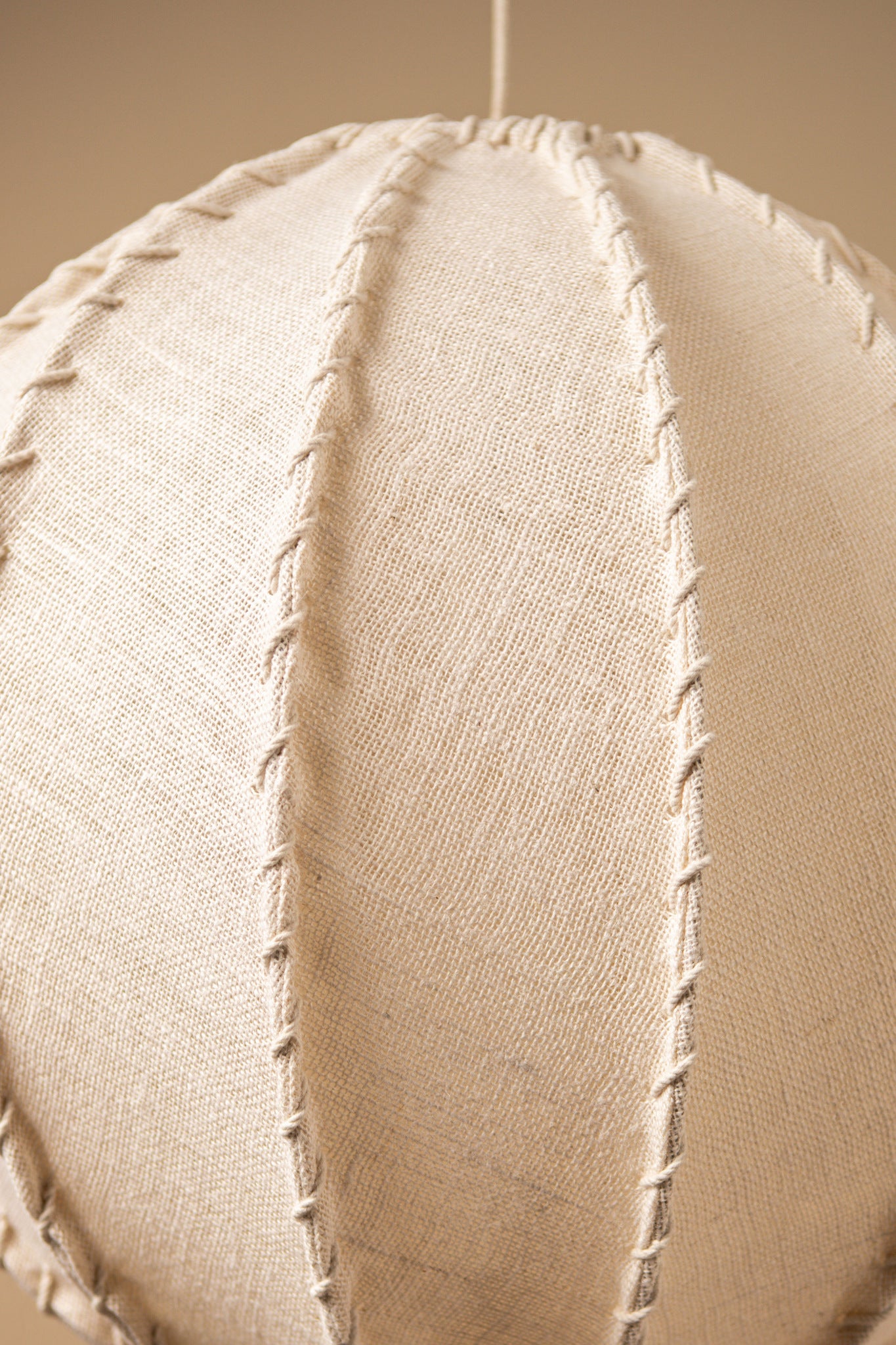 Myka Lustres en fer — Jute Hanging Lamp Flat Round Shape - Crème