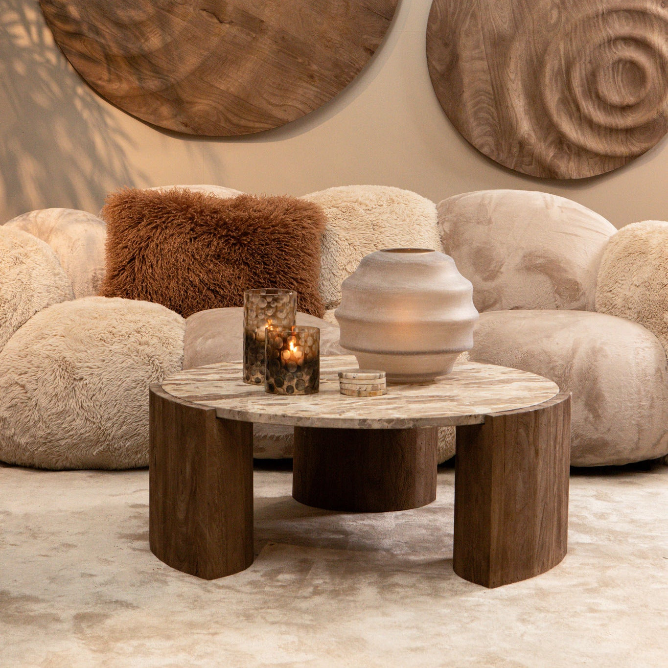 Javina Natural marble coffeetable mangowood base L - Photo 4