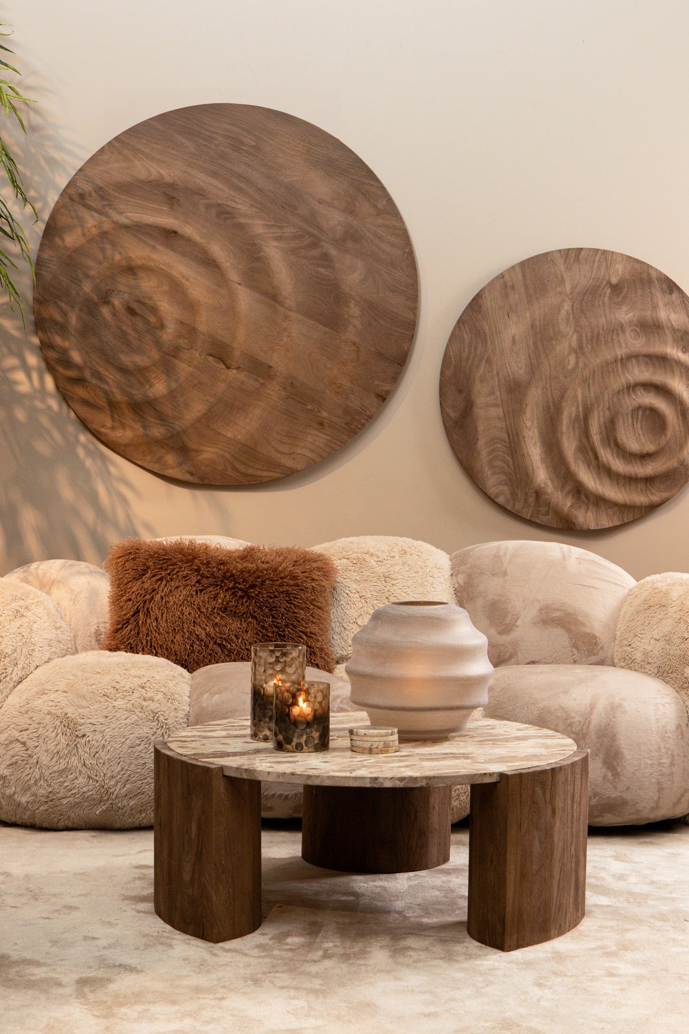 Mattin Natural mango wood circle wall panel rnd L