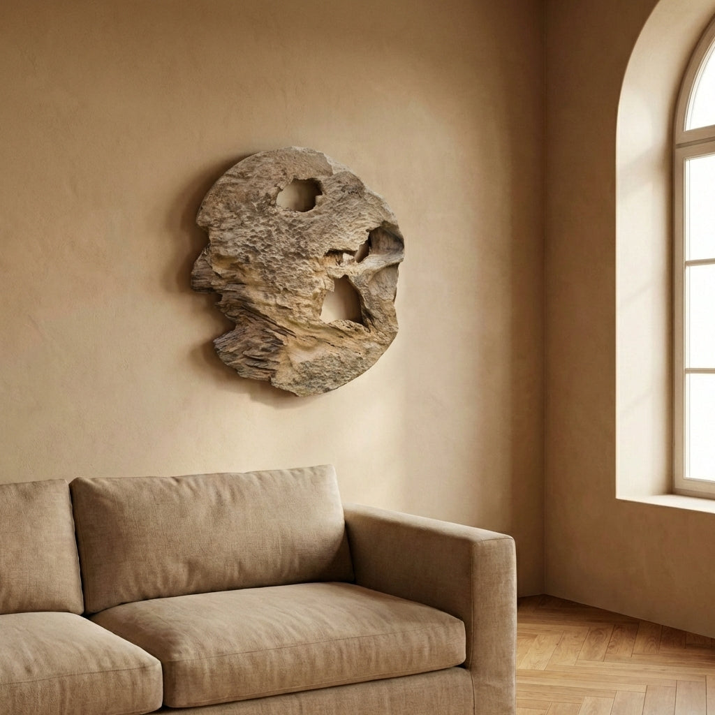 Roch Natural Teak wood wall panel holes round S