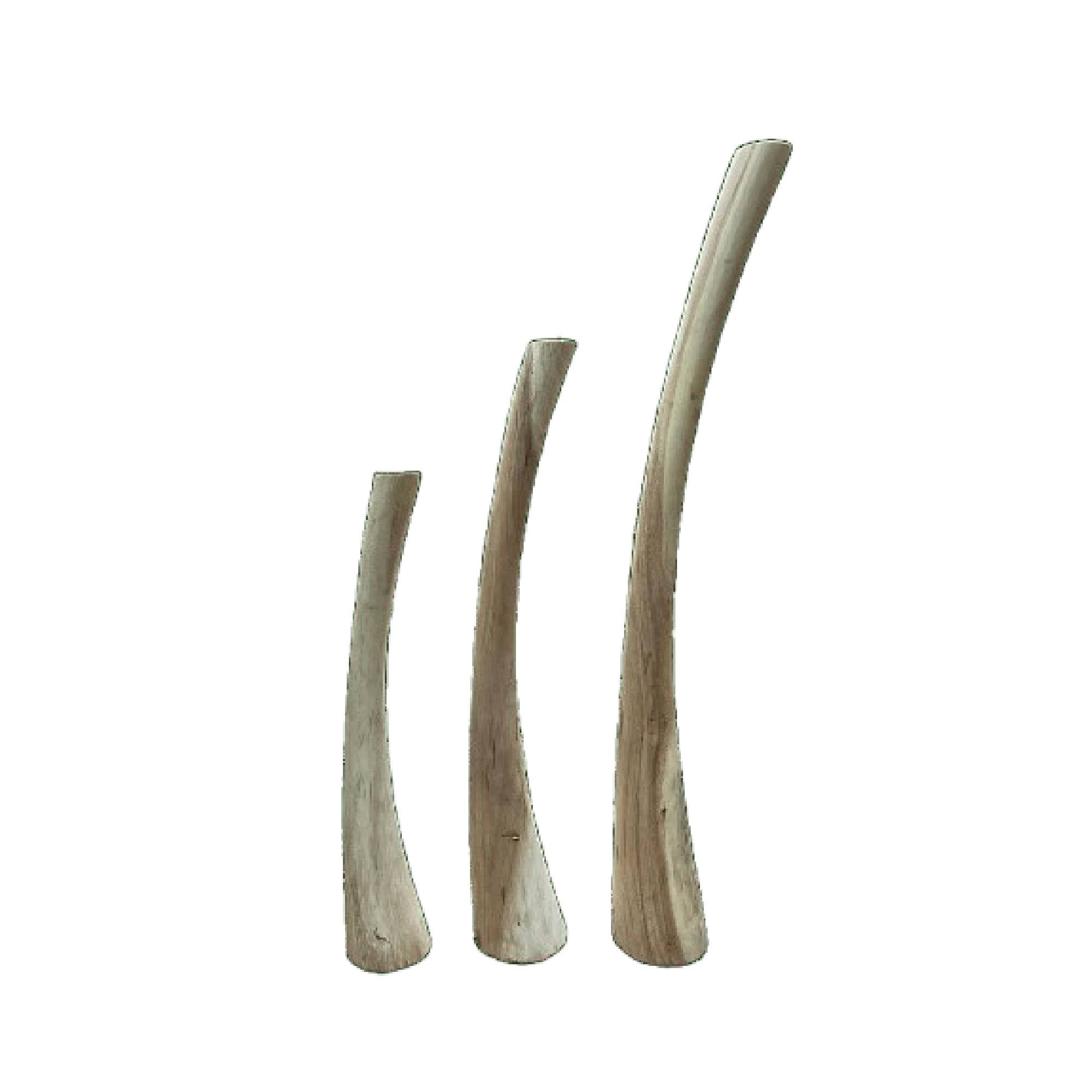 Rush Natural Teak wood bended deco statue set of 3