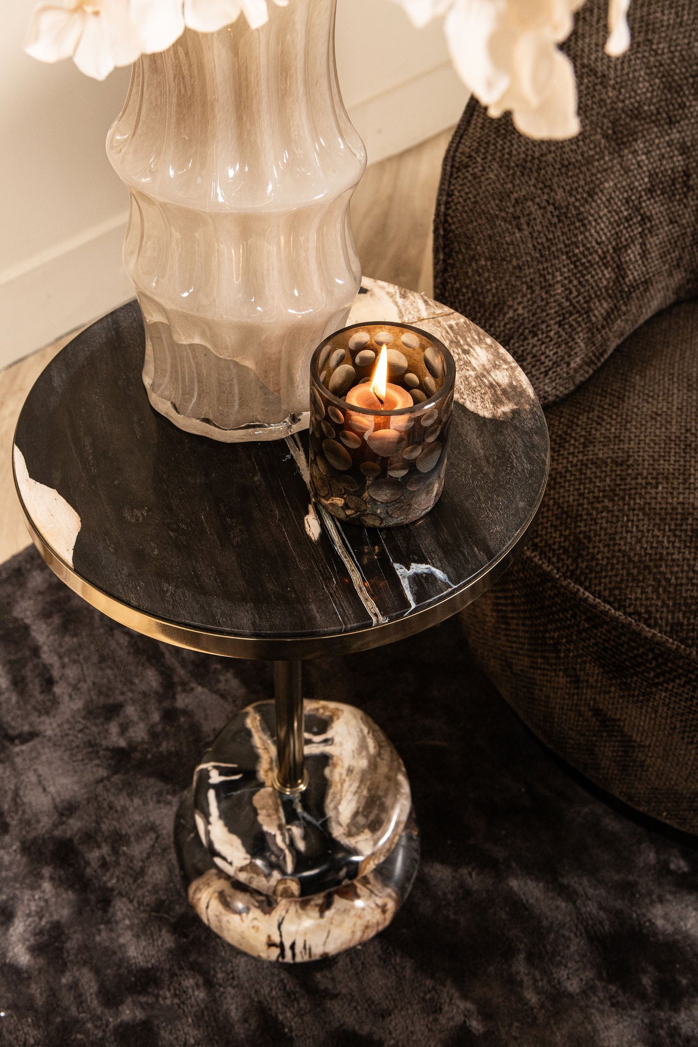 Wane Natural petrified wood double base sidetable - Photo 4