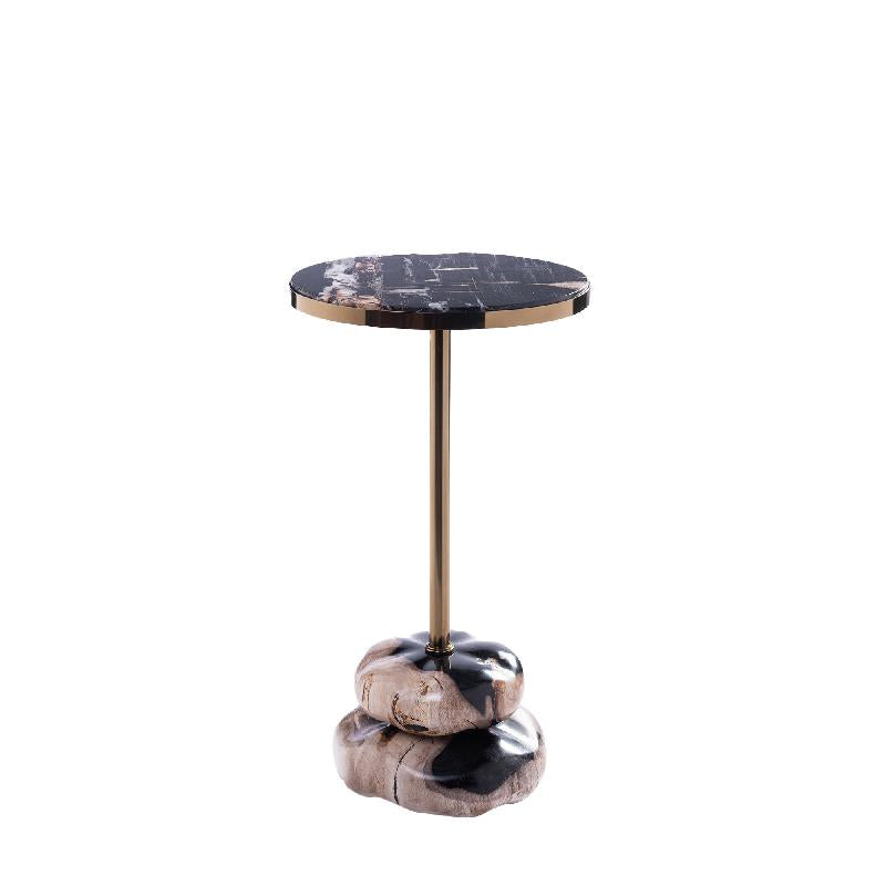 Wane Natural petrified wood double base sidetable