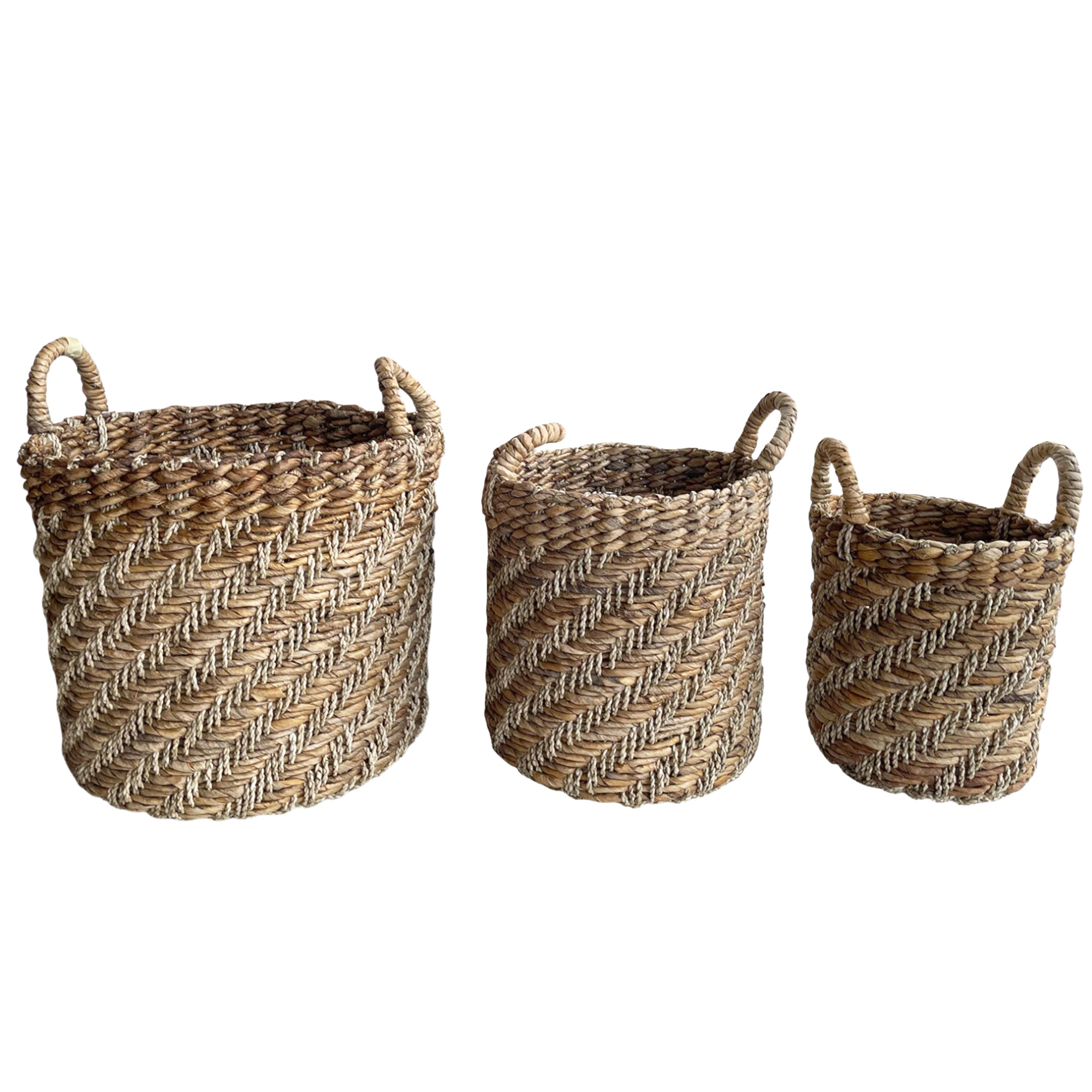 Tomm Natural seagrass basket set of 3 cilinder