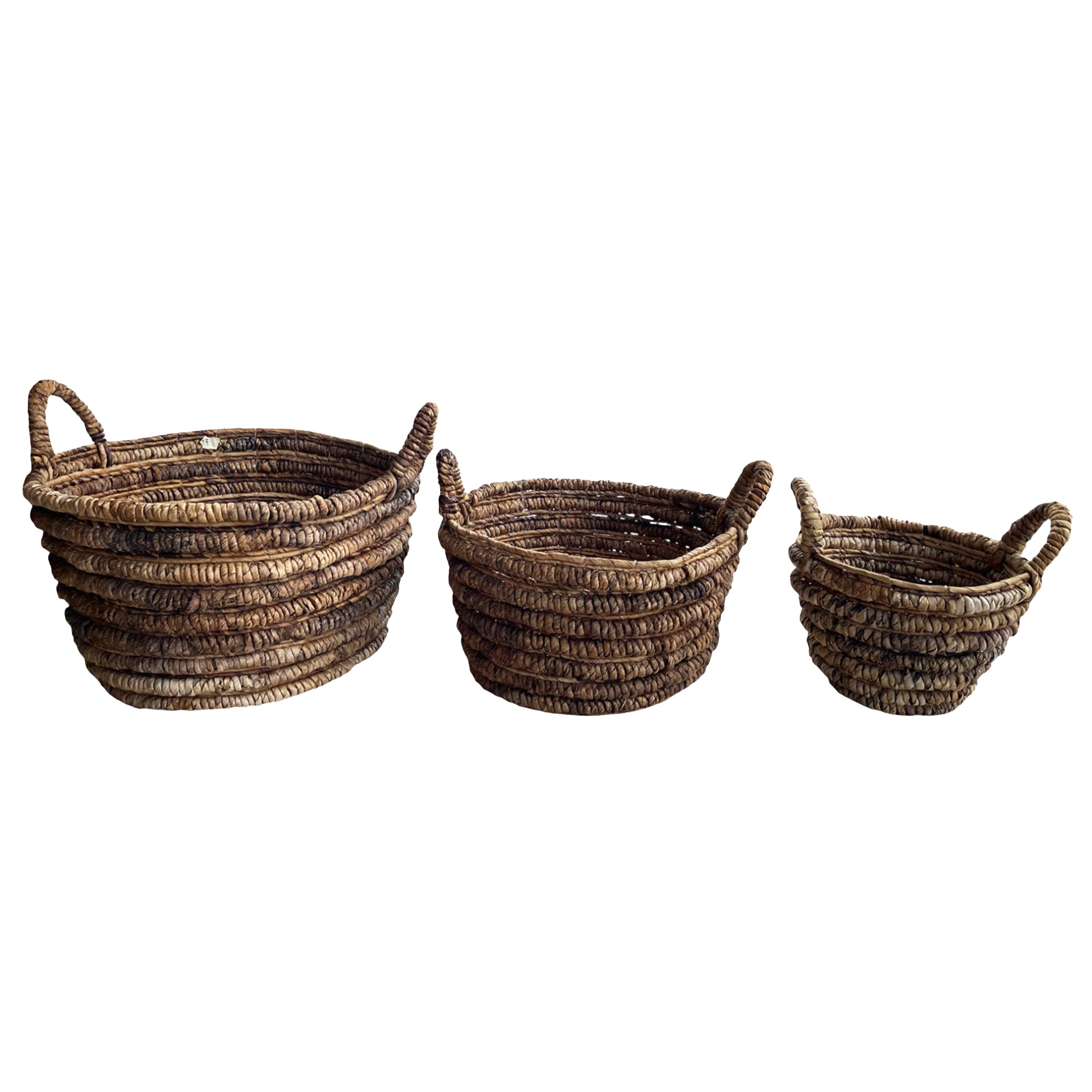 Almir Natural seagrass basket set of 3 round