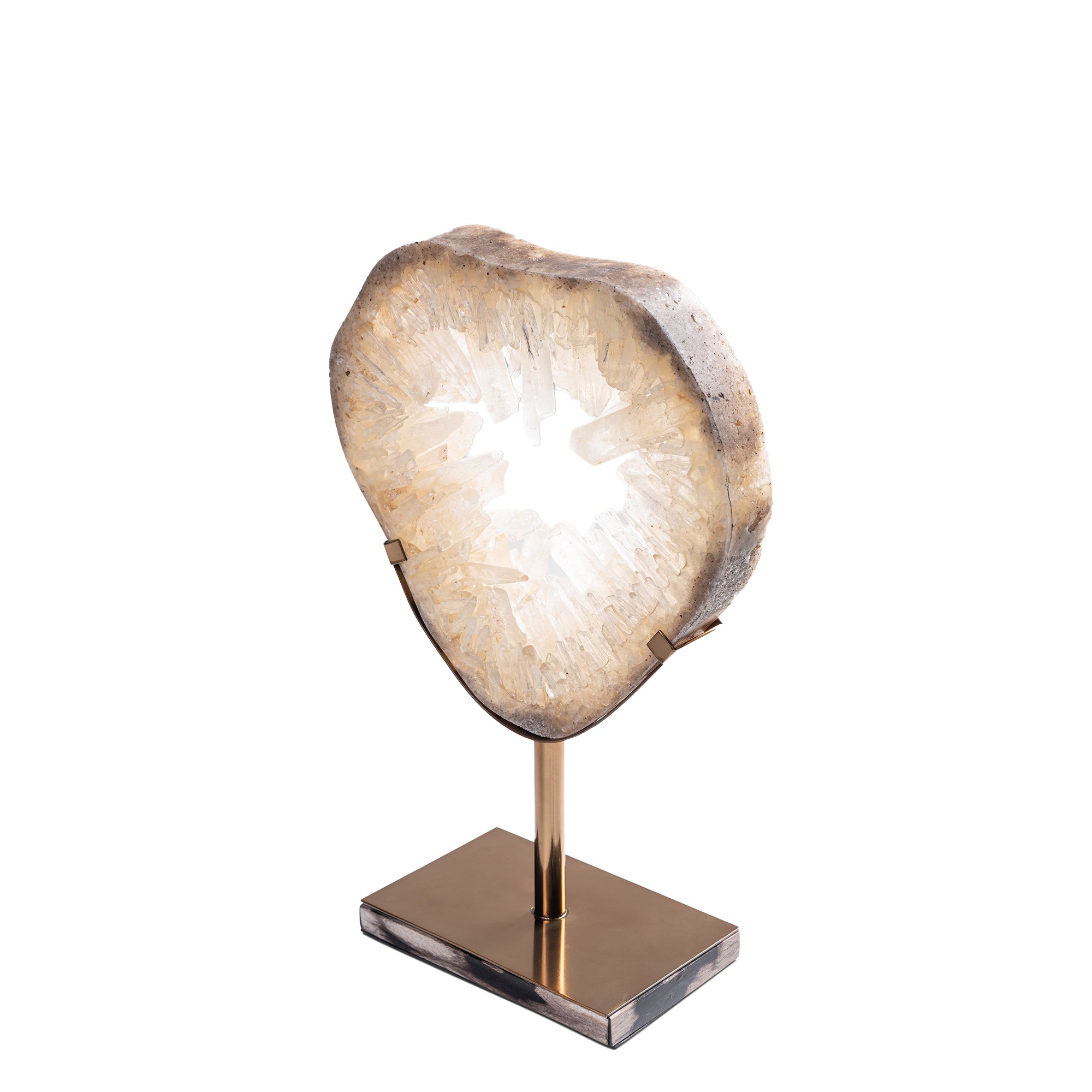 Jaso Natural Quartz mineral deco statue open round