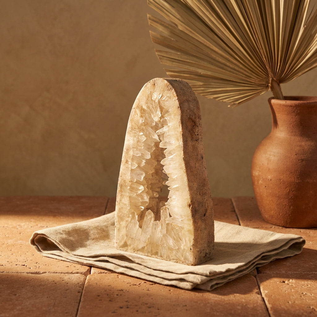 Urica Natural Quartz mineral open deco triangle S