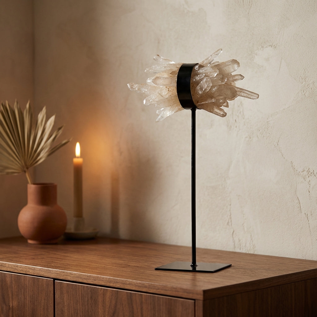 Yerin Natural Quartz mineral cluster deco statue L
