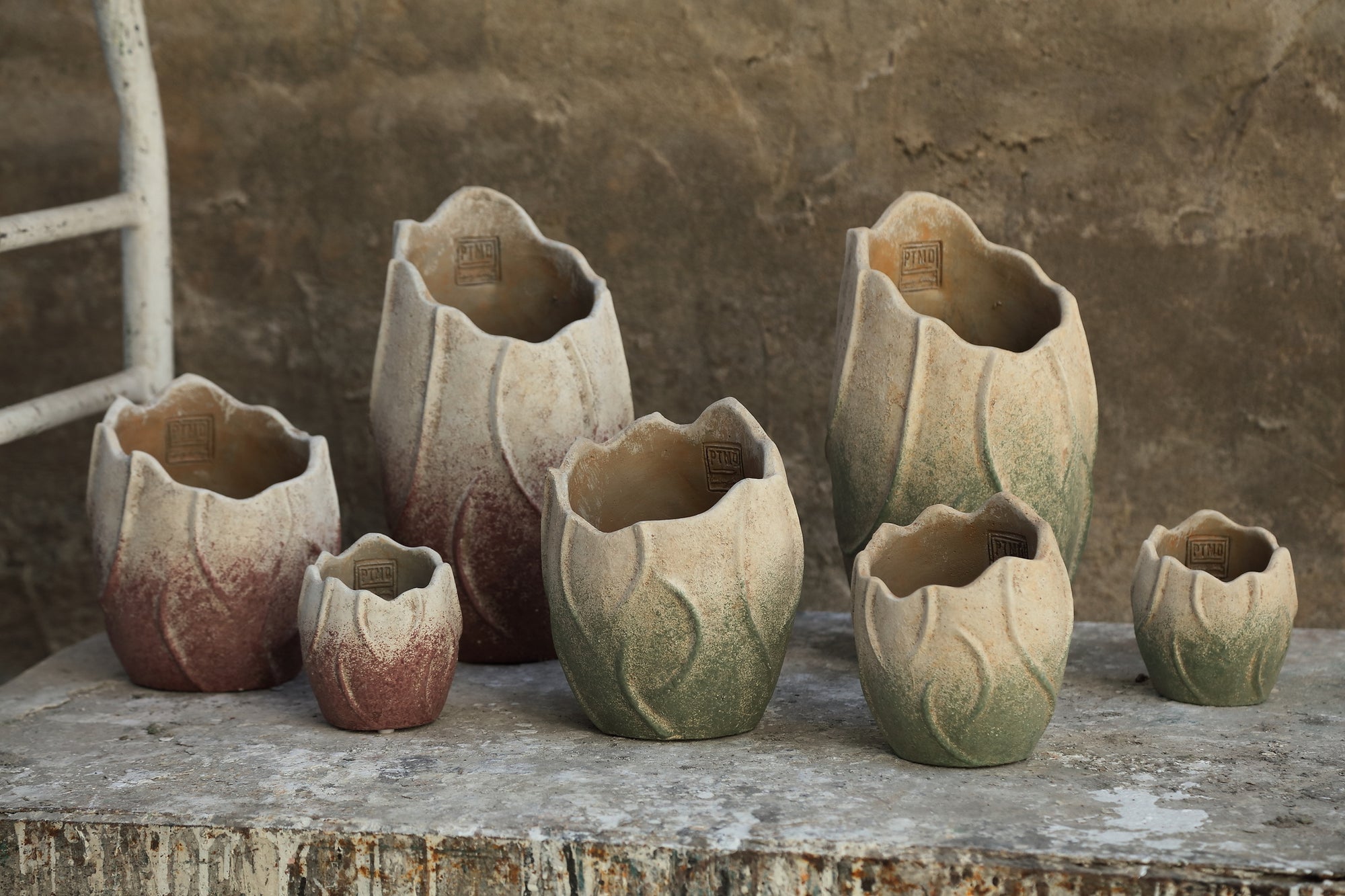Ryla Pot en ciment - Green, Light Pink
