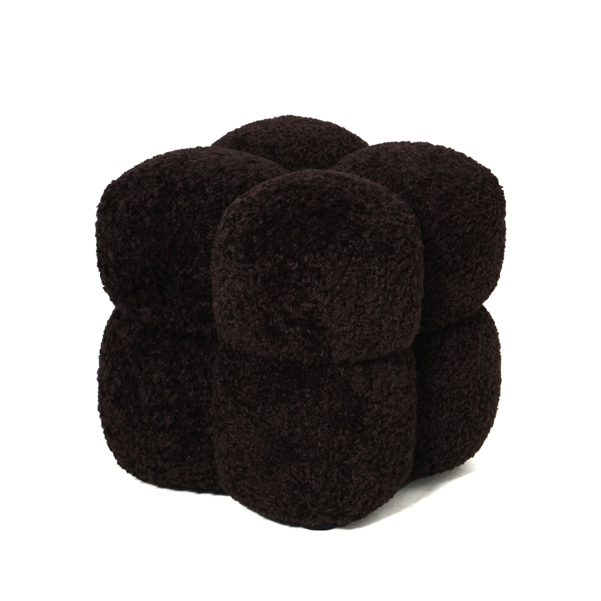 Teddy Dark Brown fabric square pouff - Photo 2