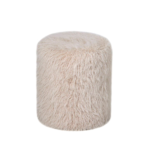 Hair Beige fabric round pouf - Photo 2