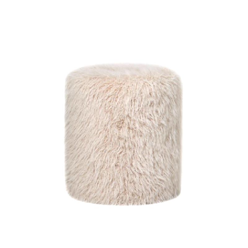 Hair Beige fabric round pouf