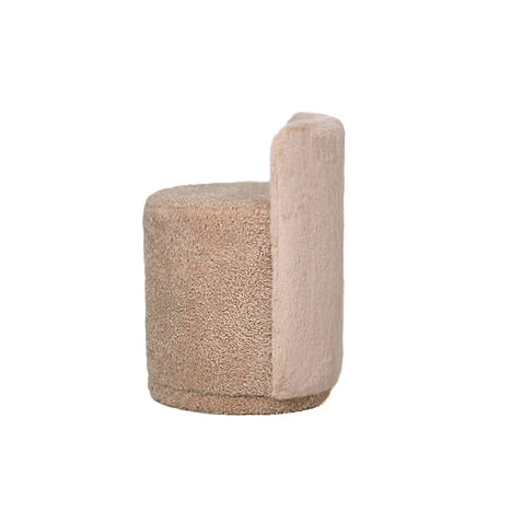Brandon Beige fabric round pouf with backrest - Photo 2