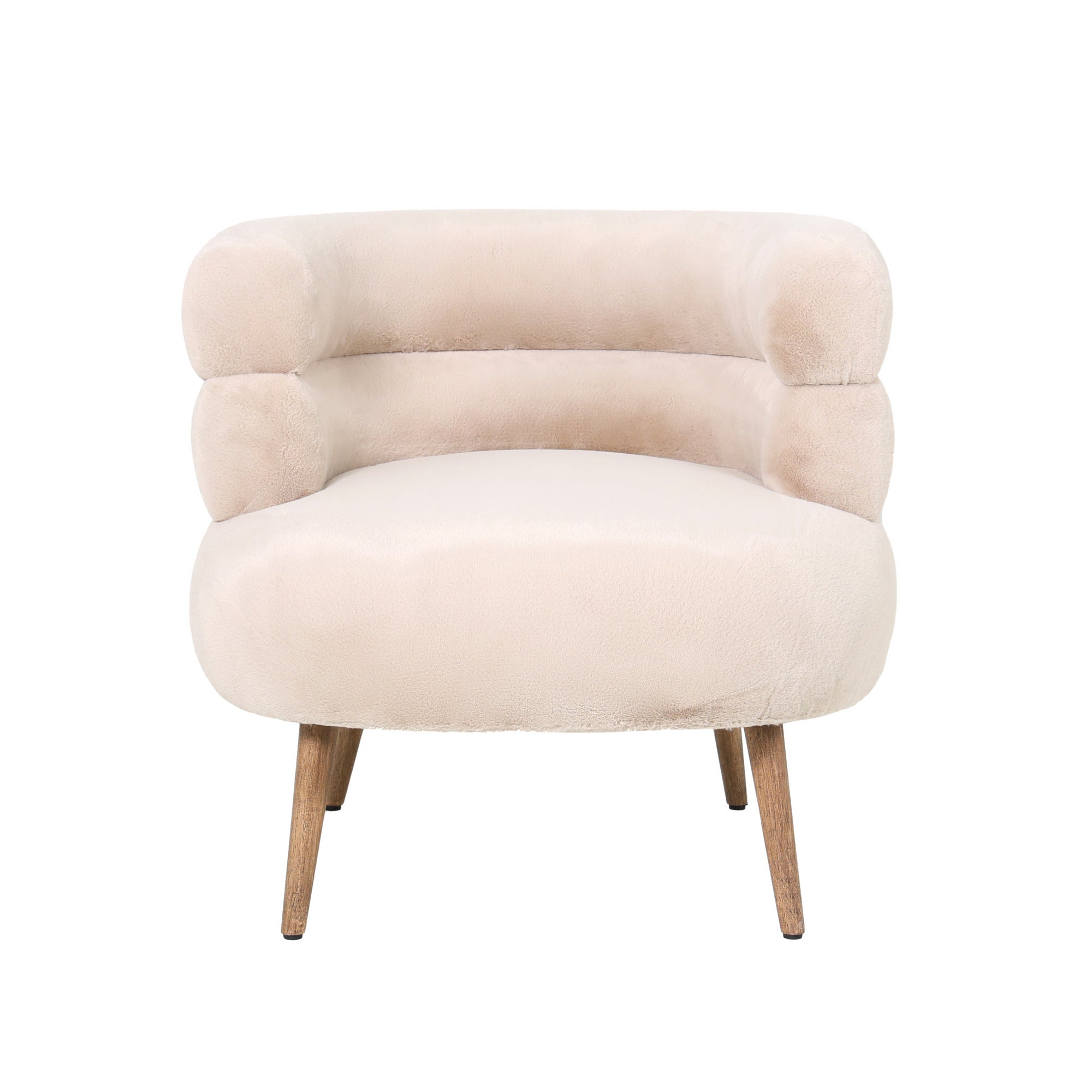 Nelly Beige fabric fur fauteuil - Photo 4
