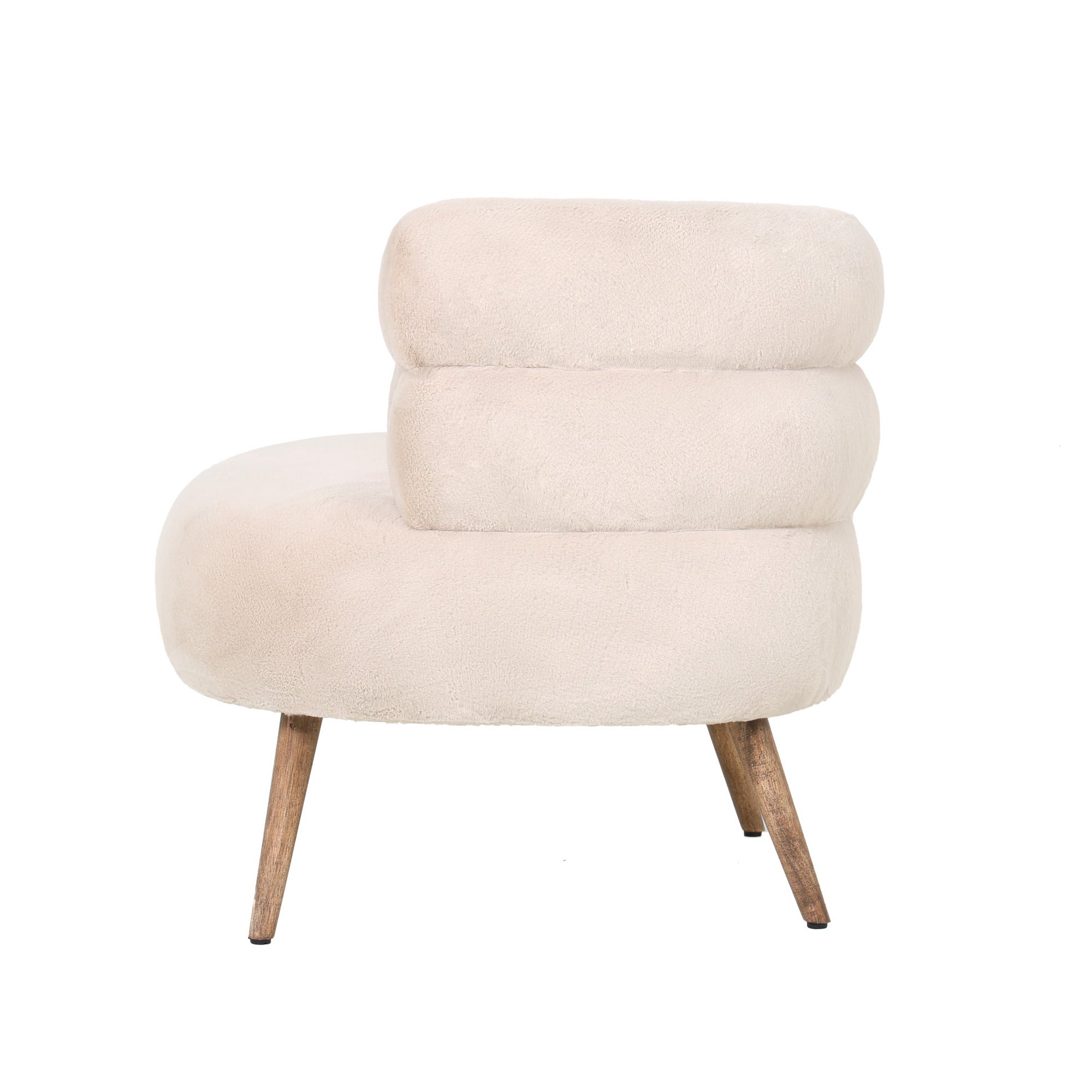 Nelly Beige fabric fur fauteuil - Photo 3