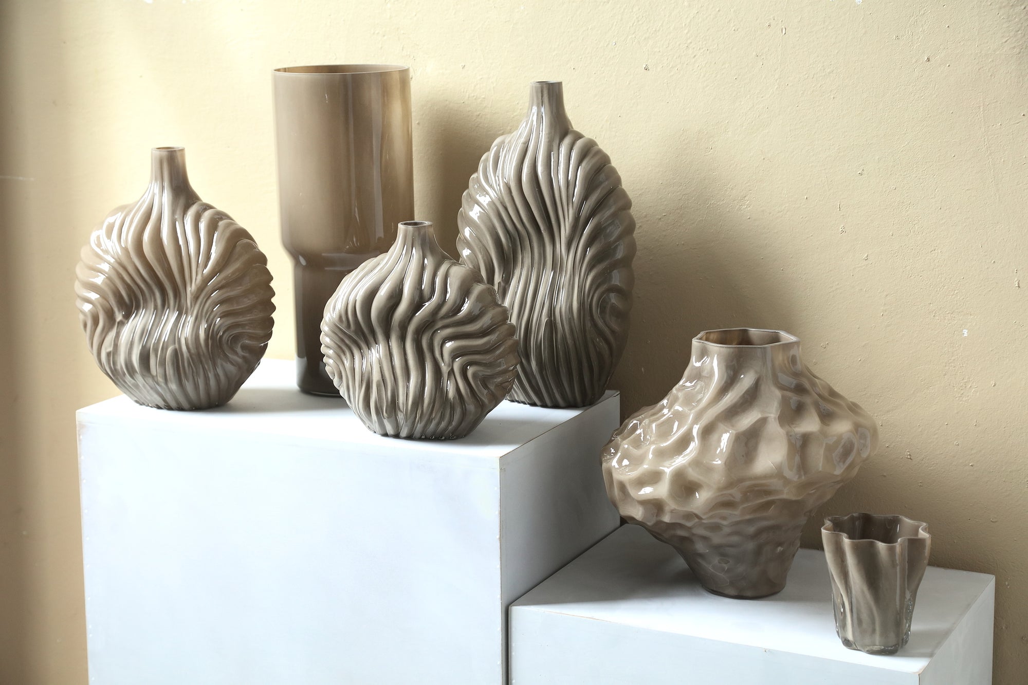 Rilie Photophores en verre - Taupe