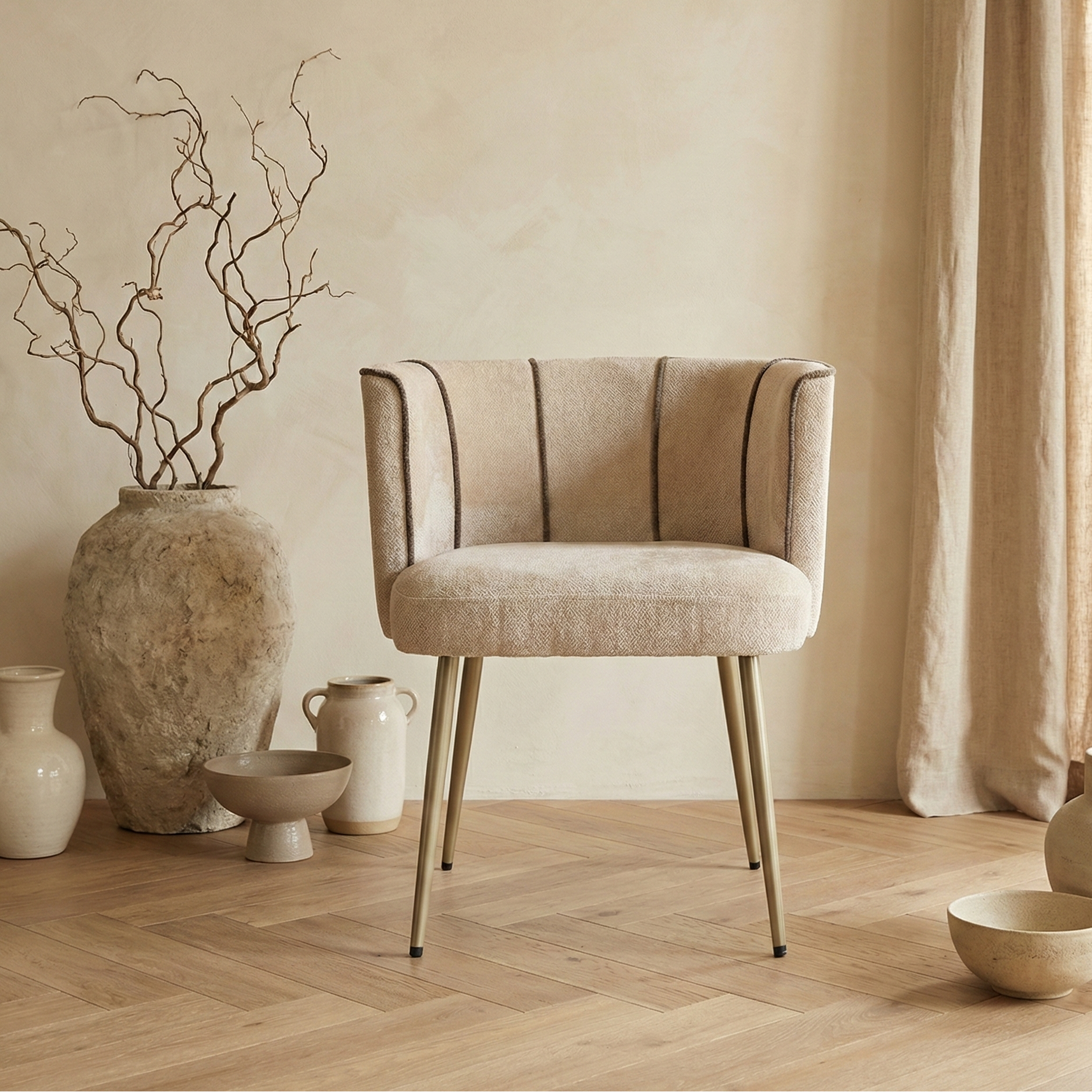 Nell Beige dining chair aphrodite 3 stripes