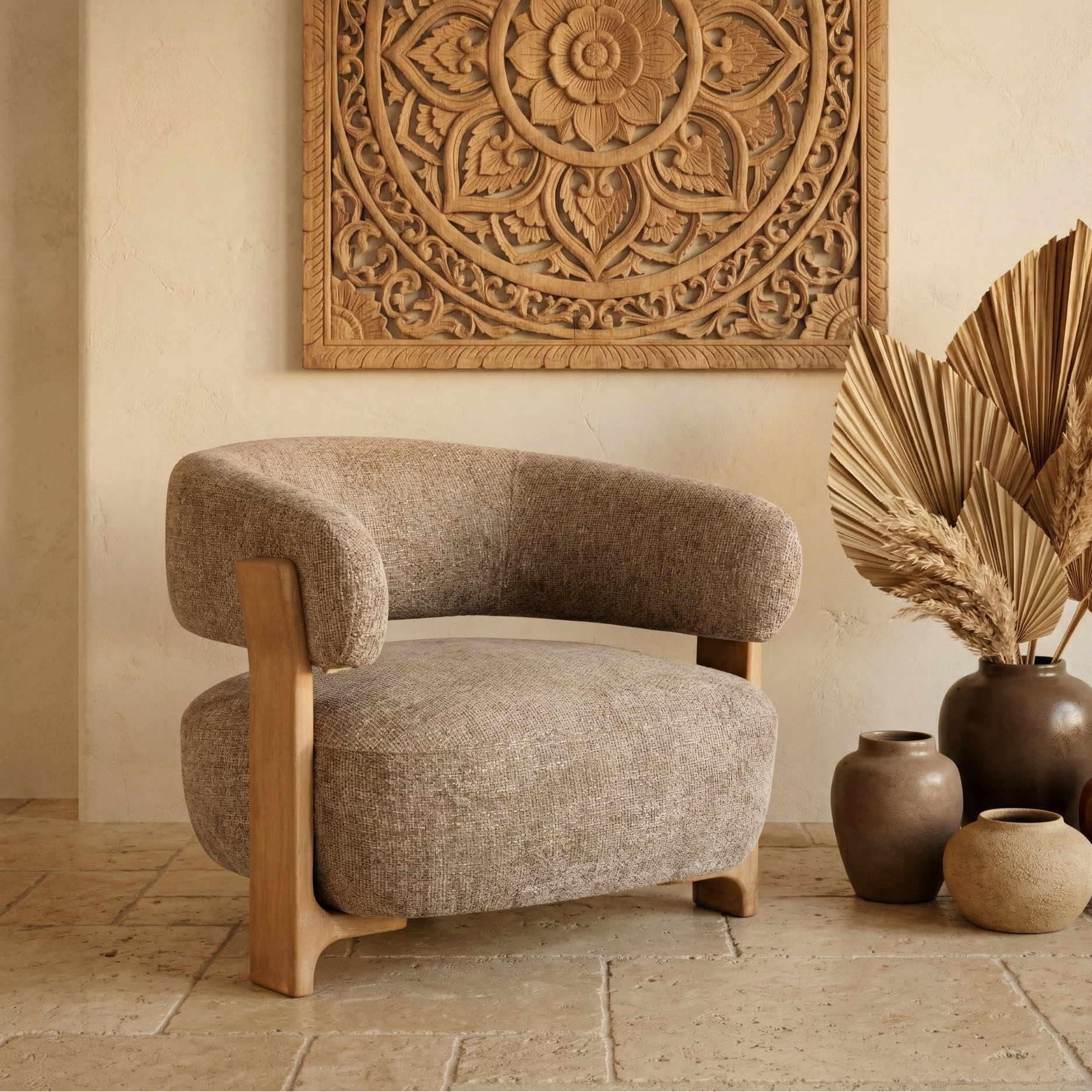 Mire Taupe Fauteuil Legacy 3 Mink Rubber wood