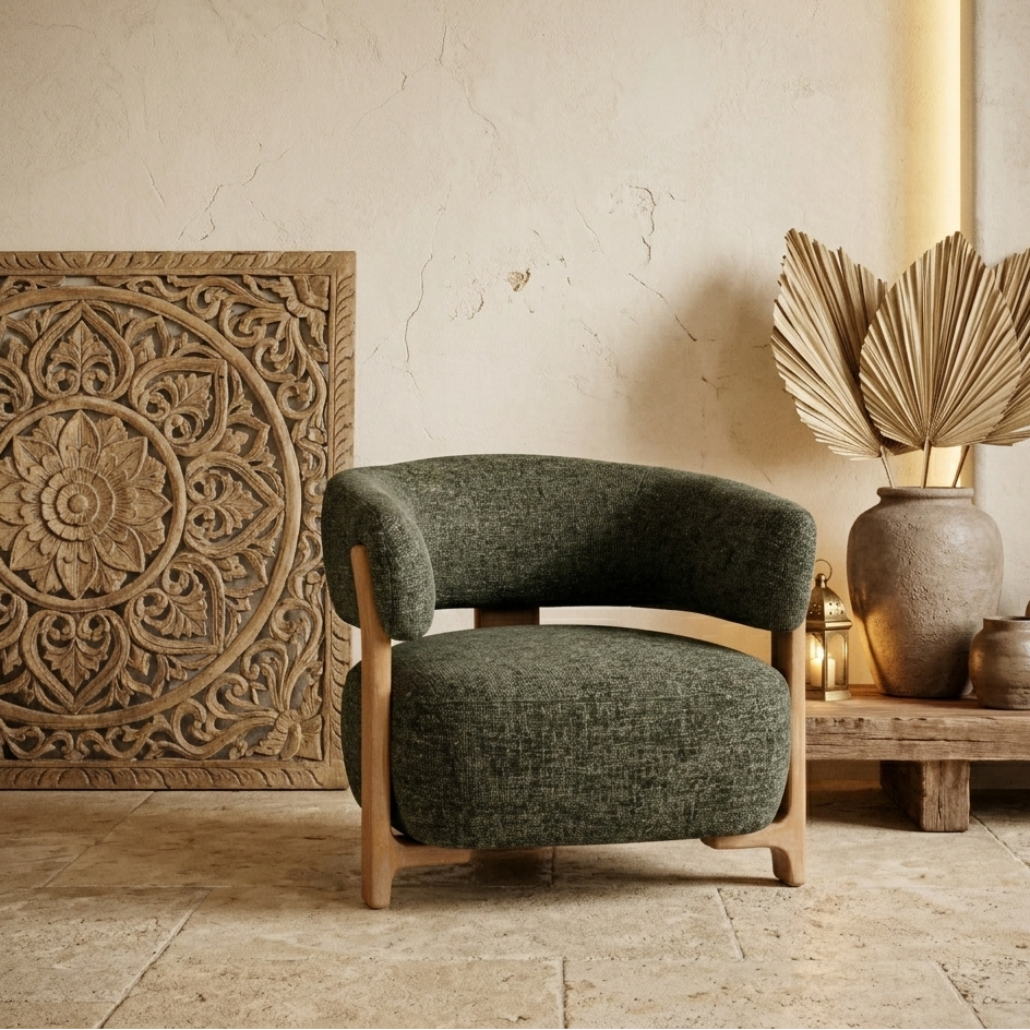 Mire Green Fauteuil Legacy 10 Olive Rubber wood