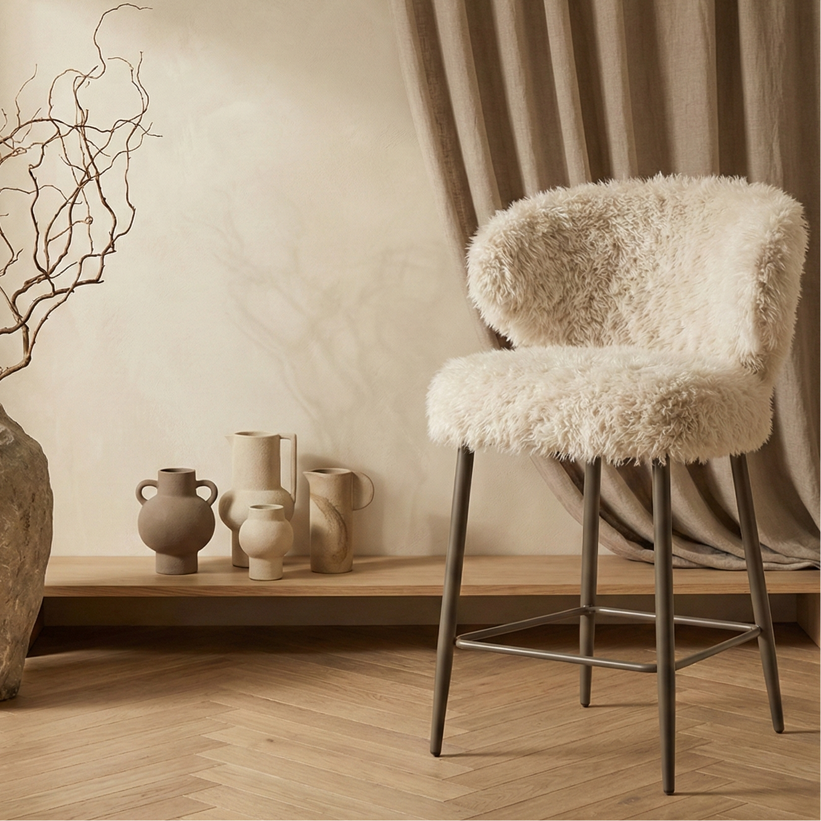 Ares Bar Chair Hair Beige