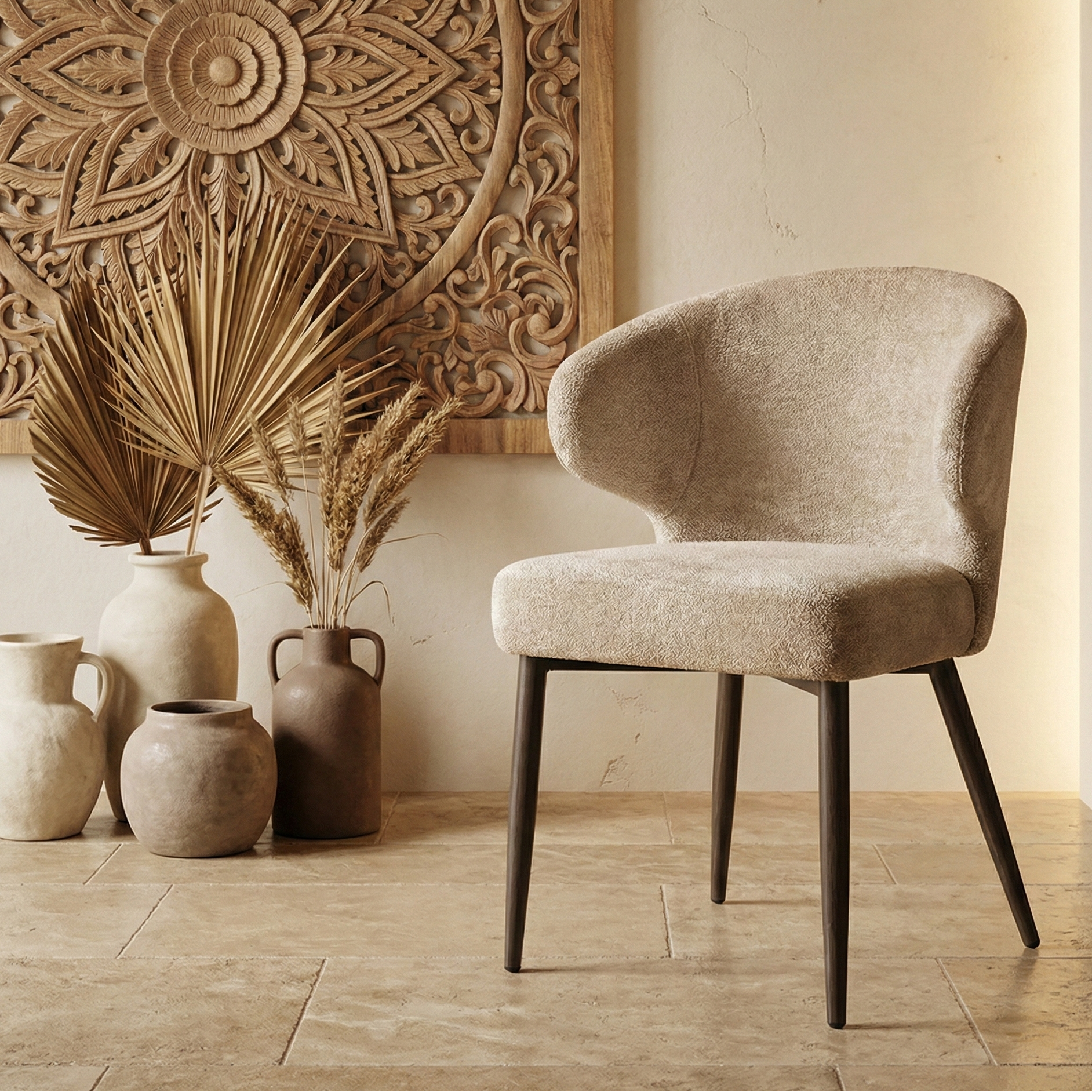 Ares Beige dining chair aphrodite 3 clay leg