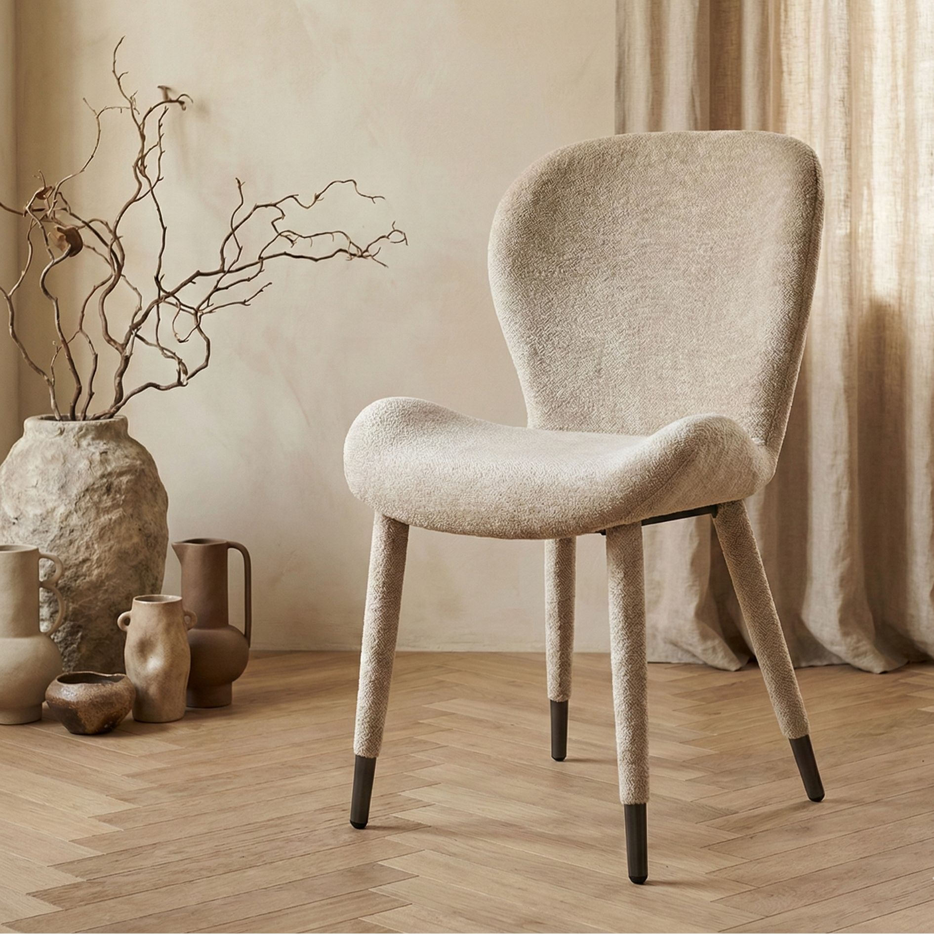 Thor Beige dining chair aphrodite fabric leg