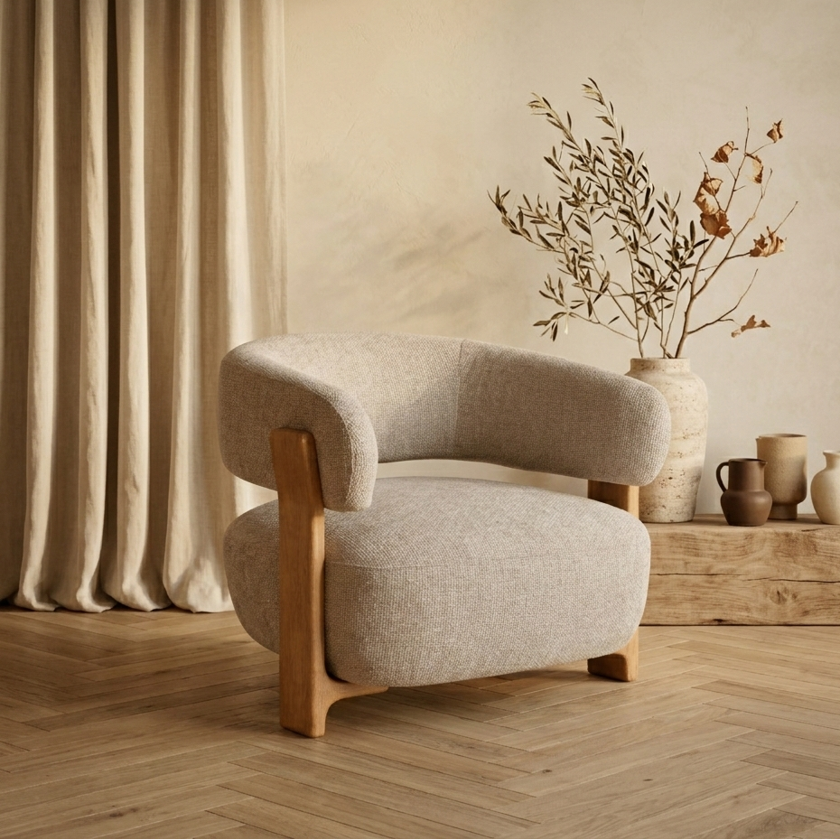 Mire Cream Fauteuil Legacy 15 Dove Rubber wood