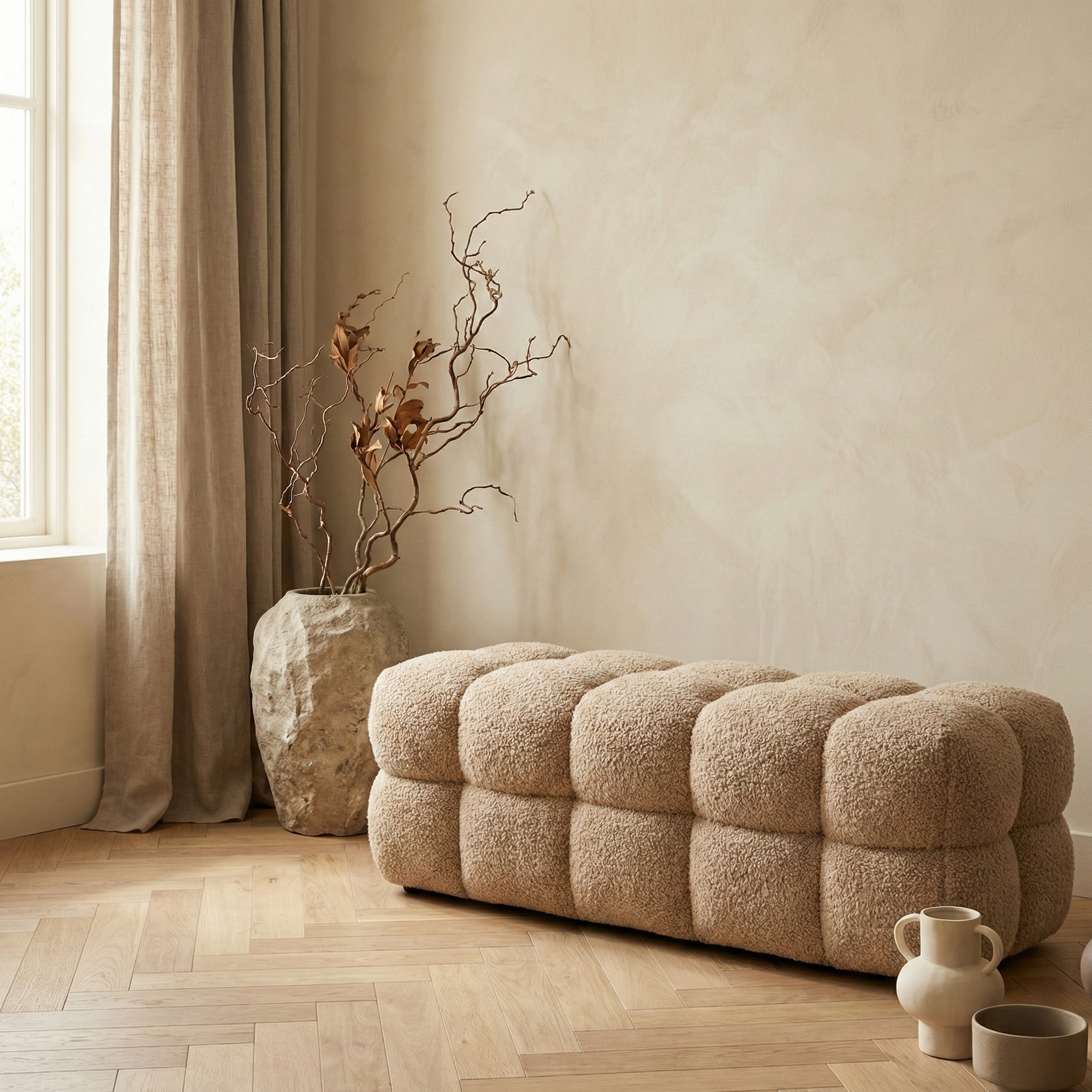 Teddy bench beige