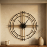 Joan Black Clock with gold tubes round
