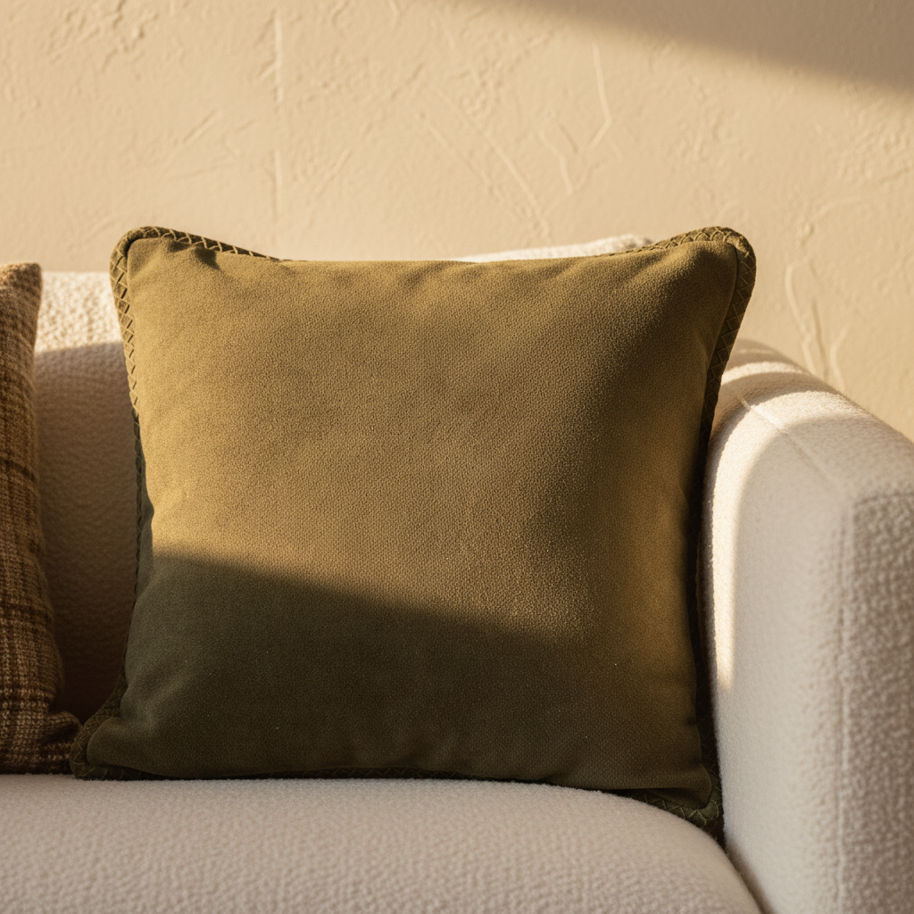 Suky Green suede leather cushion square S — Housse de coussin design premium | Häus