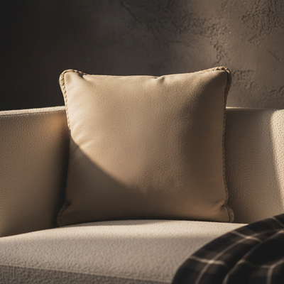 Housse de Coussin Suky — Taupe Cuir Suédé Carré S