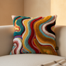 Courtneay Blue square embroidery cushion lines — Housse de coussin design premium | Häus