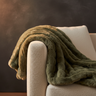 Dunae Moss Green fake fur plaid dotted pattern L