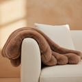 Housse de Coussin Divvo — Marron Fausse Fourrure Rectangulaire