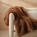 Housse de Coussin Rexx — Marron Foncé Fausse Fourrure Mouton Rectangulaire